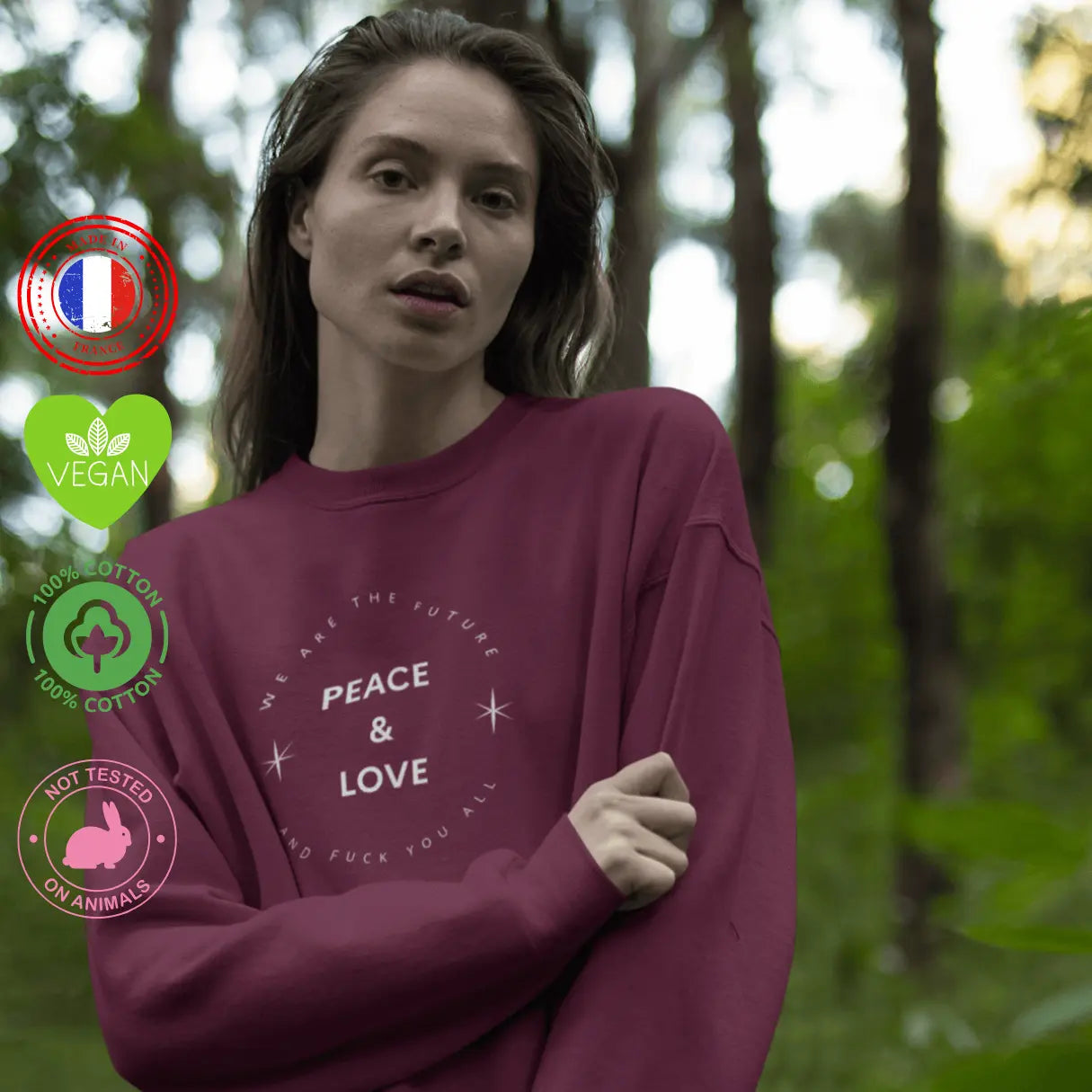 Sweat shirt mantra Peace & Love We are the future