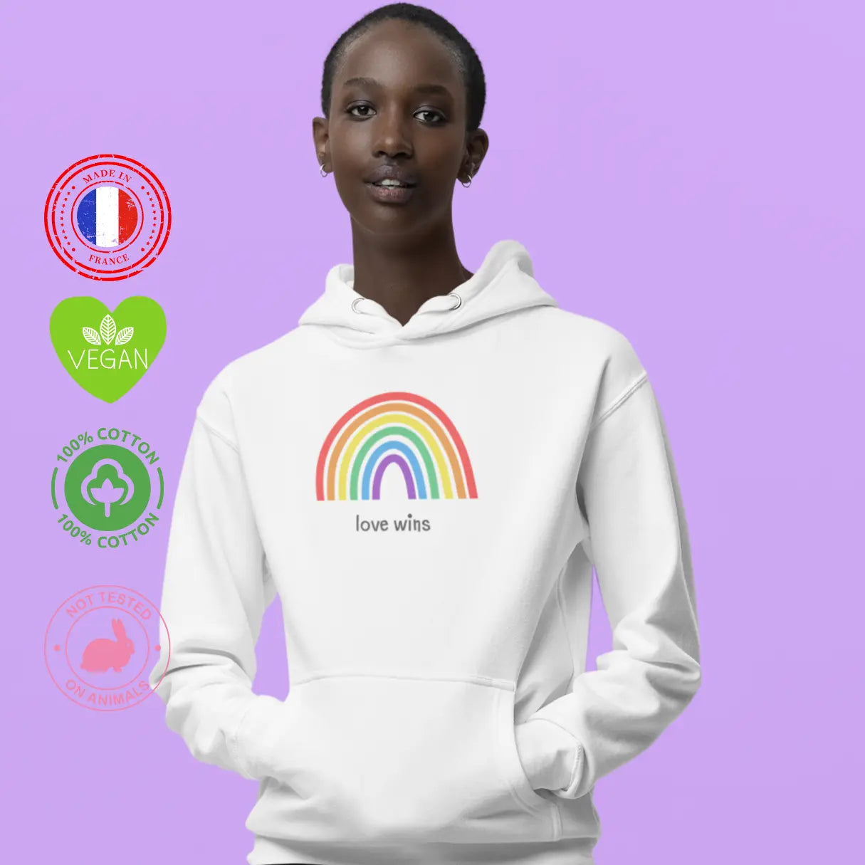 sweat capuche arc en ciel lgb