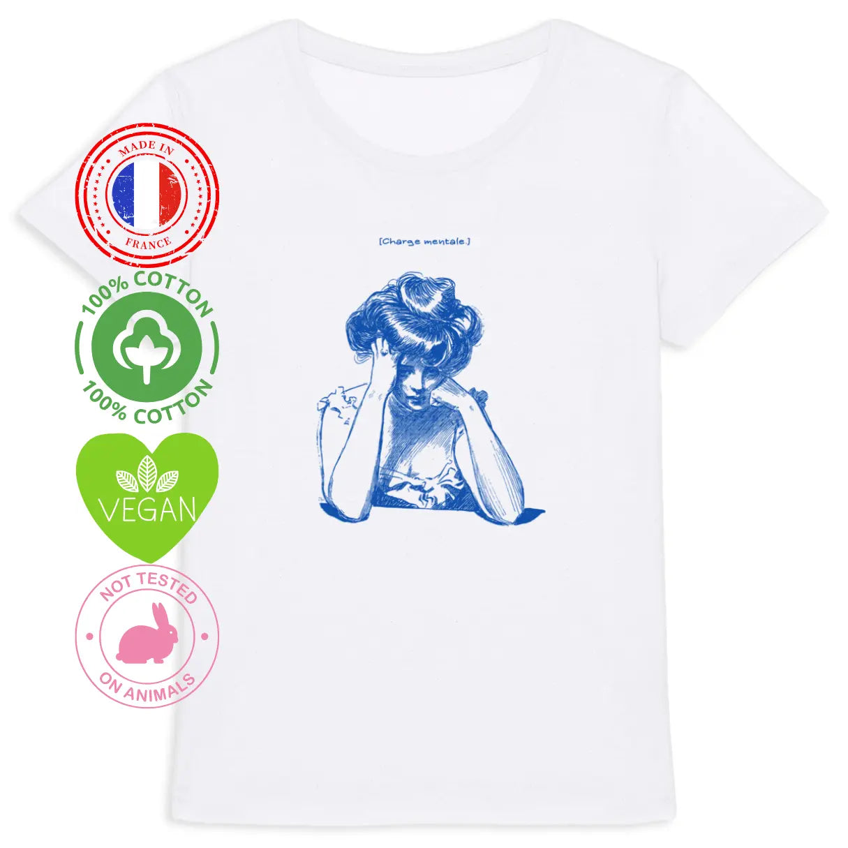 Tee shirt féministe lincarne la lutte pour une répartition équitable des tâches domestiques et la fin de l'invisibilisation des responsabilités souvent confiées aux femmes. Il revendique haut et fort que la charge mentale, souvent ignorée, doit être reconnue et partagée.