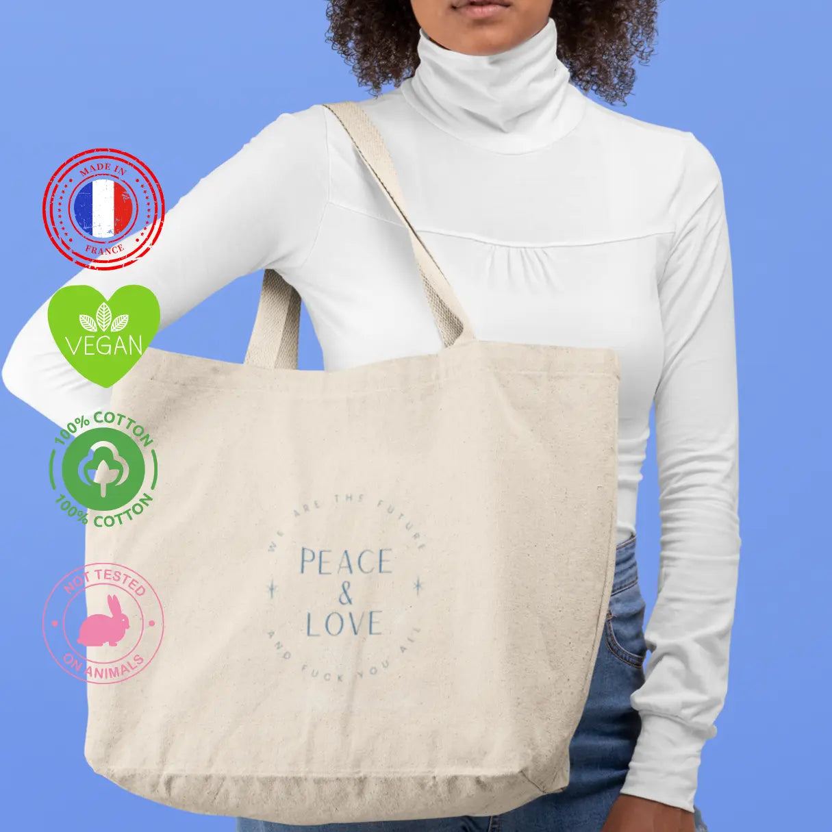 shopping bag feministe peace and love