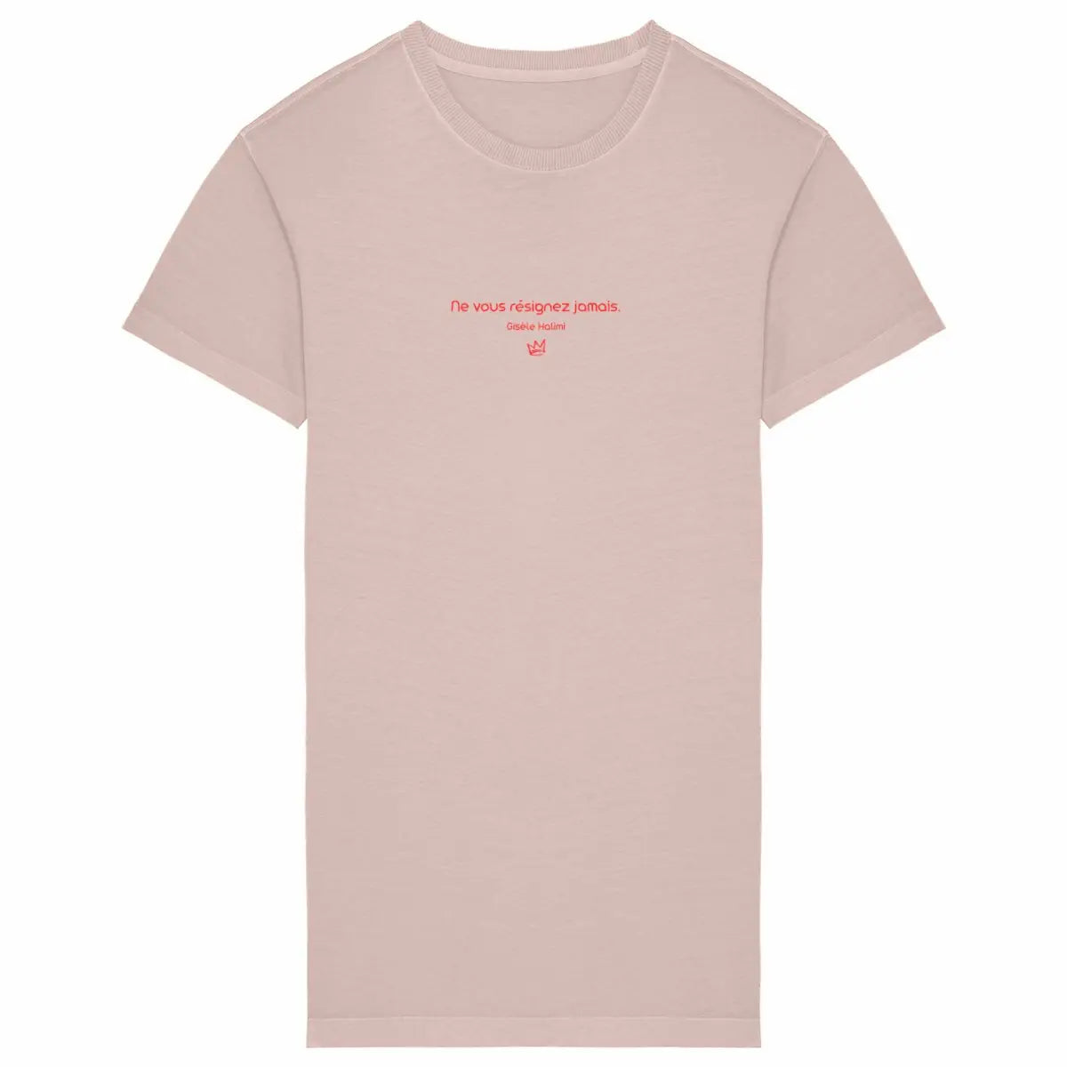 robe t-shirt de plage citation gisèle Halimi rose