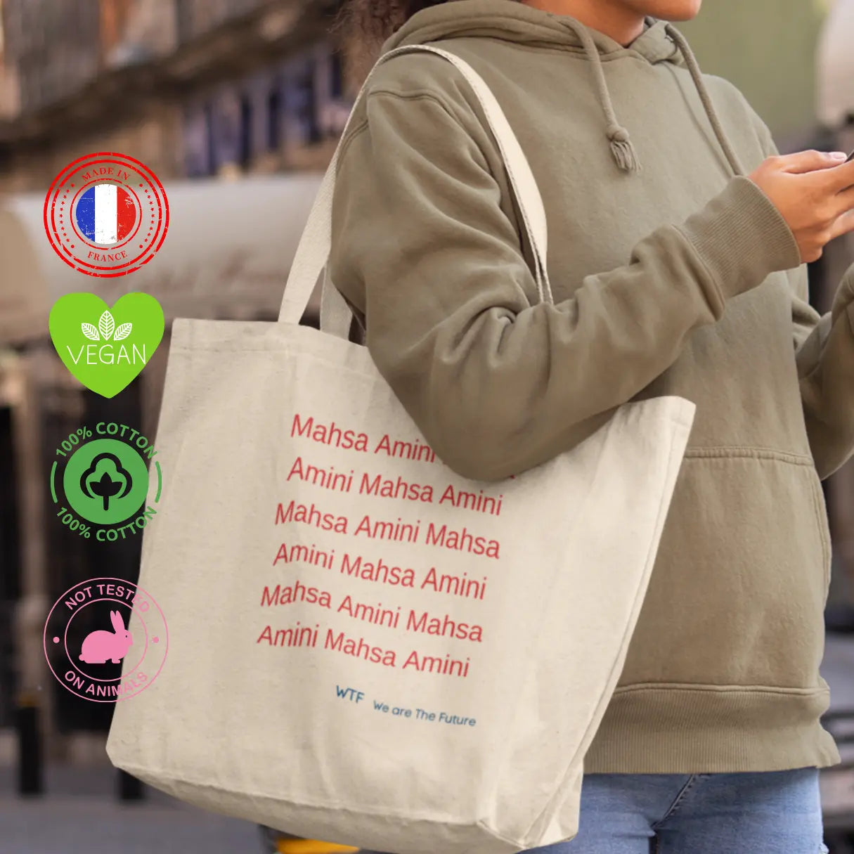 femme vie liberté shopping bag