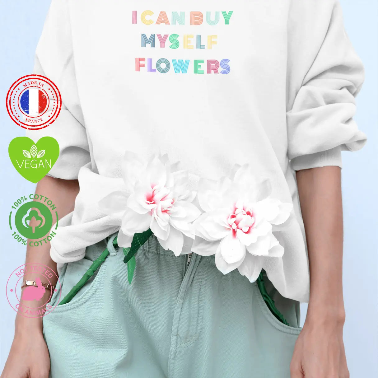 sweat shirt féministe flowers miley cyrus