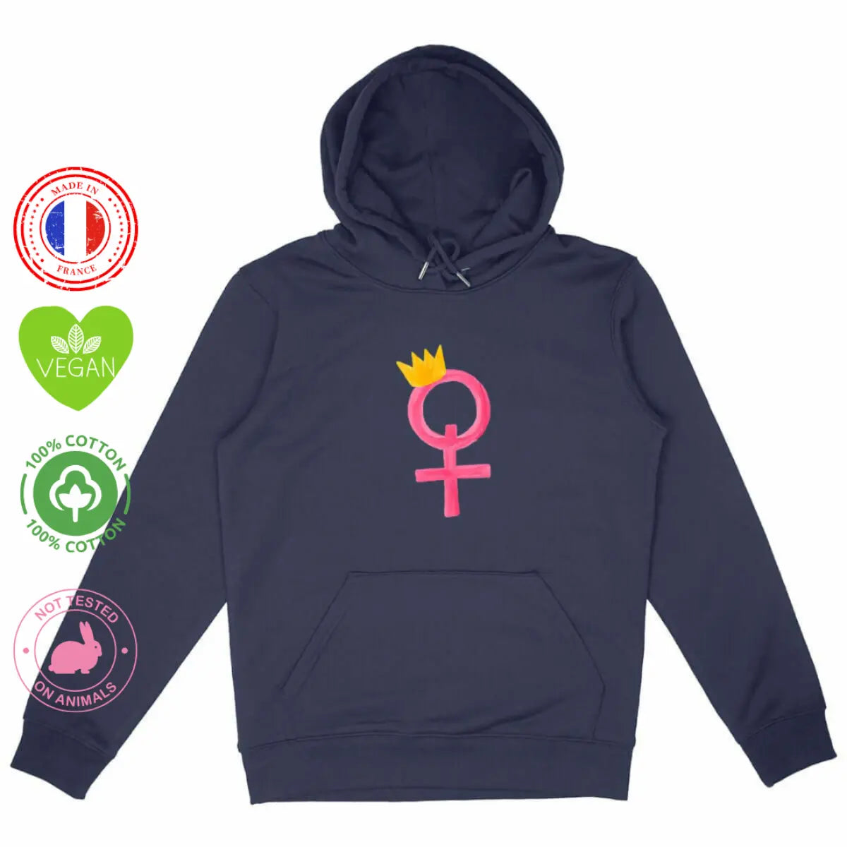 sweat shirt à capuche yes queen