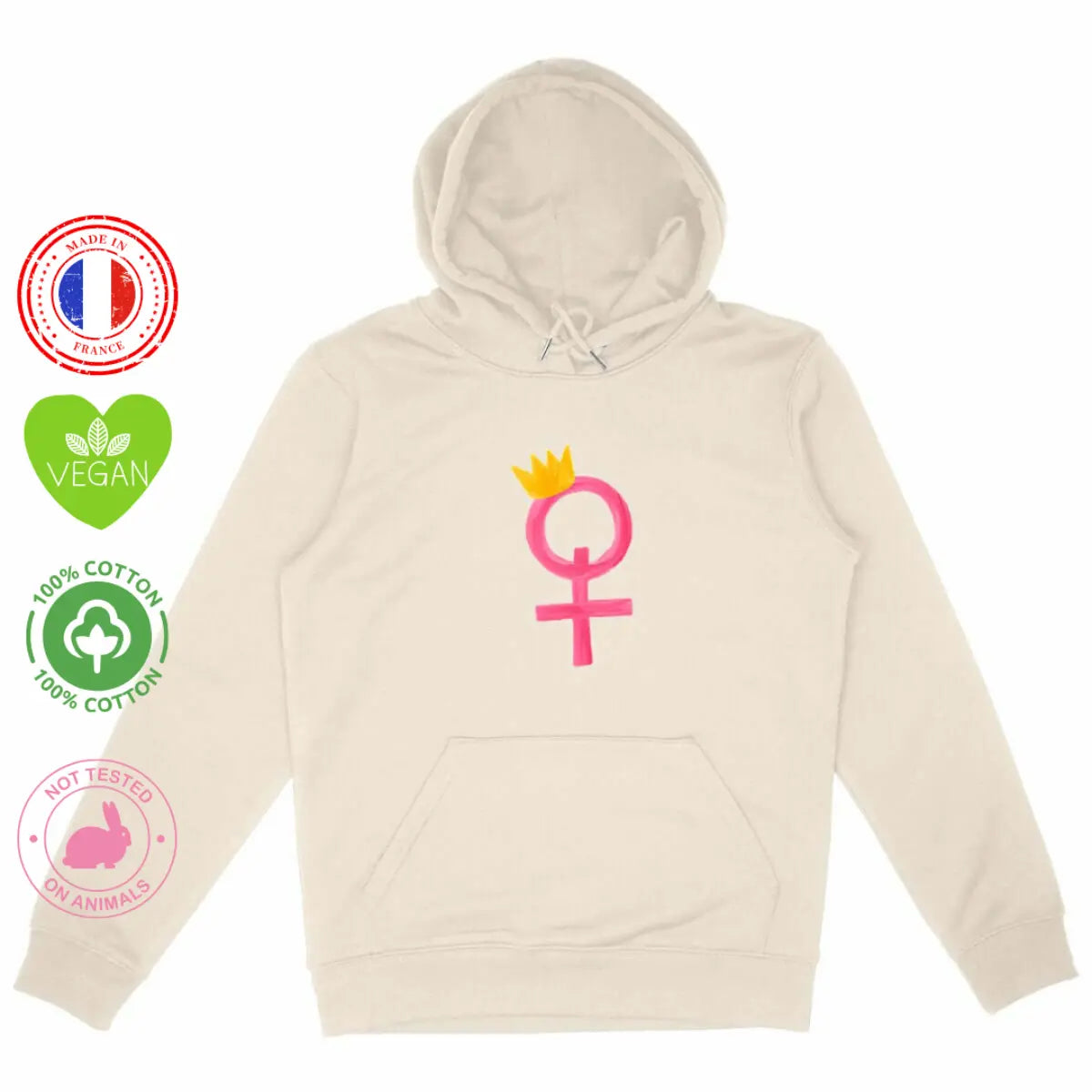 sweat shirt à capuche yes queen