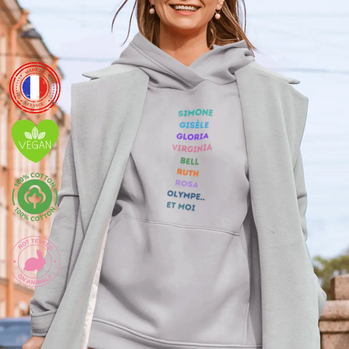 sweat shirt féministe olympe de gouges simone veil gisèle halimi