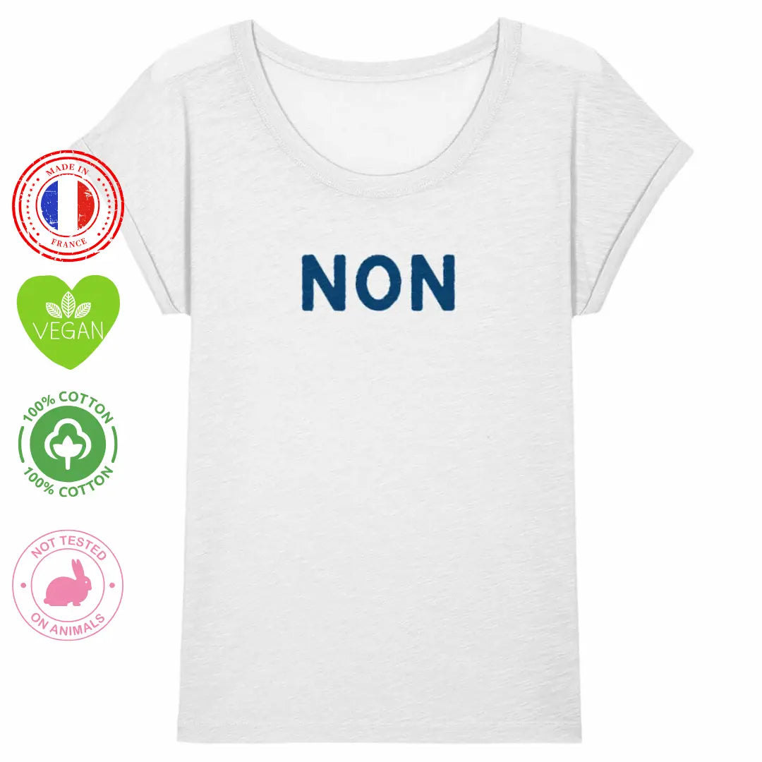 t-shirt féministe Non bleu