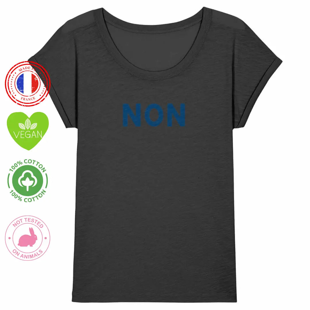 t-shirt féministe Non bleu
