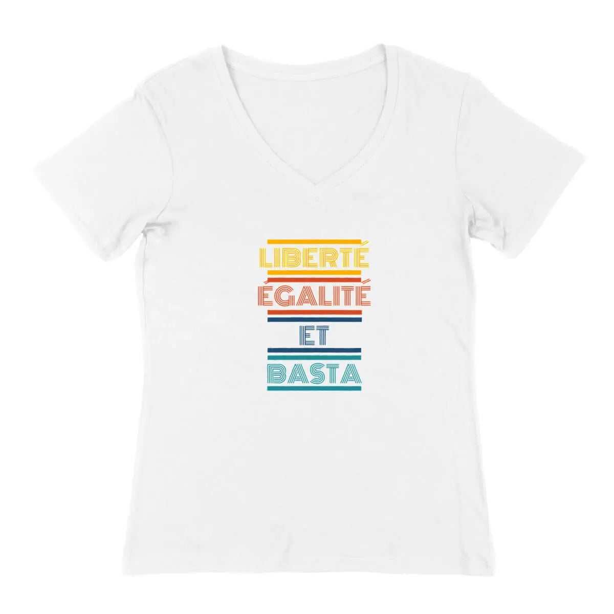 T-shirt féministe Liberté égalité col v