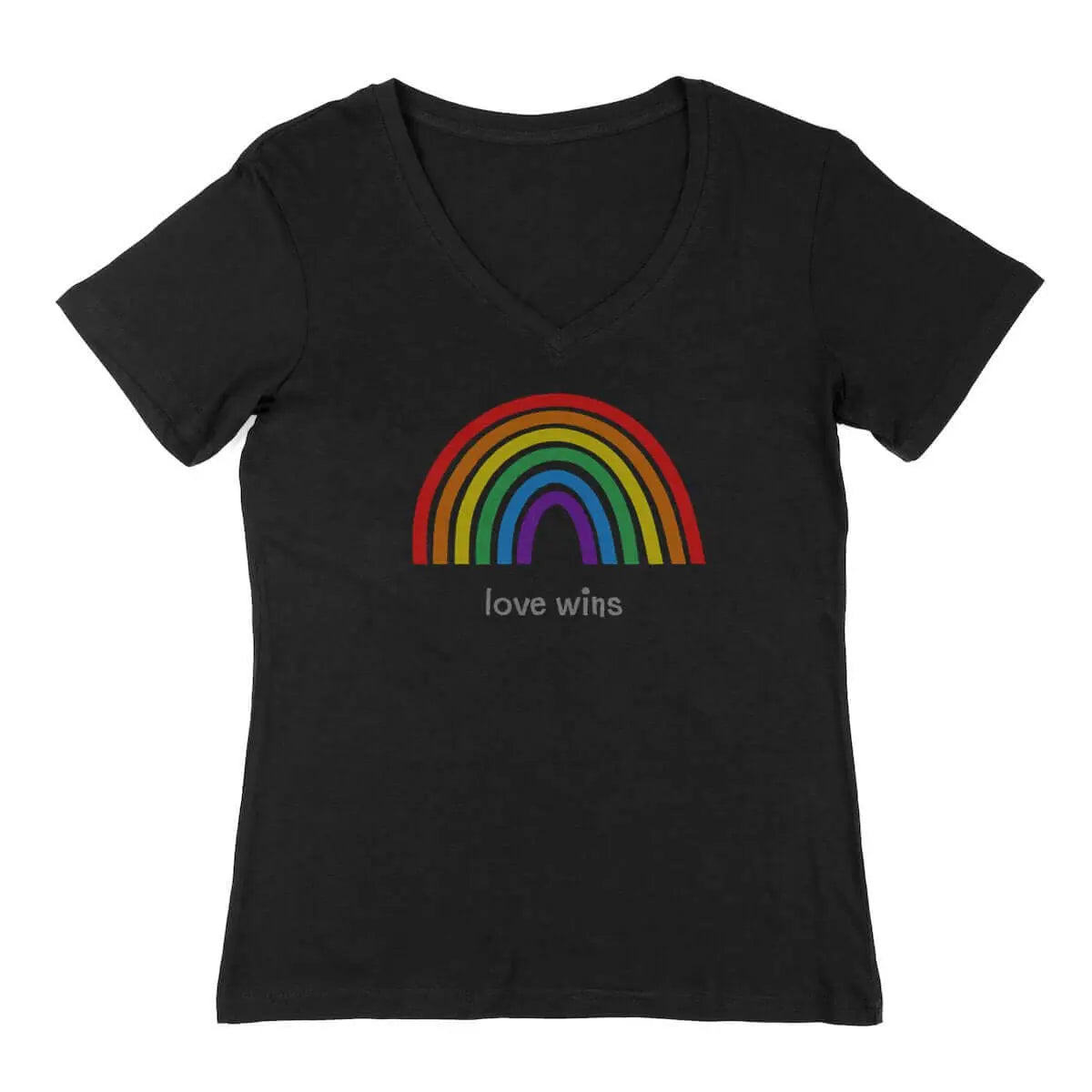 T-shirt lgbt love wins col v noir