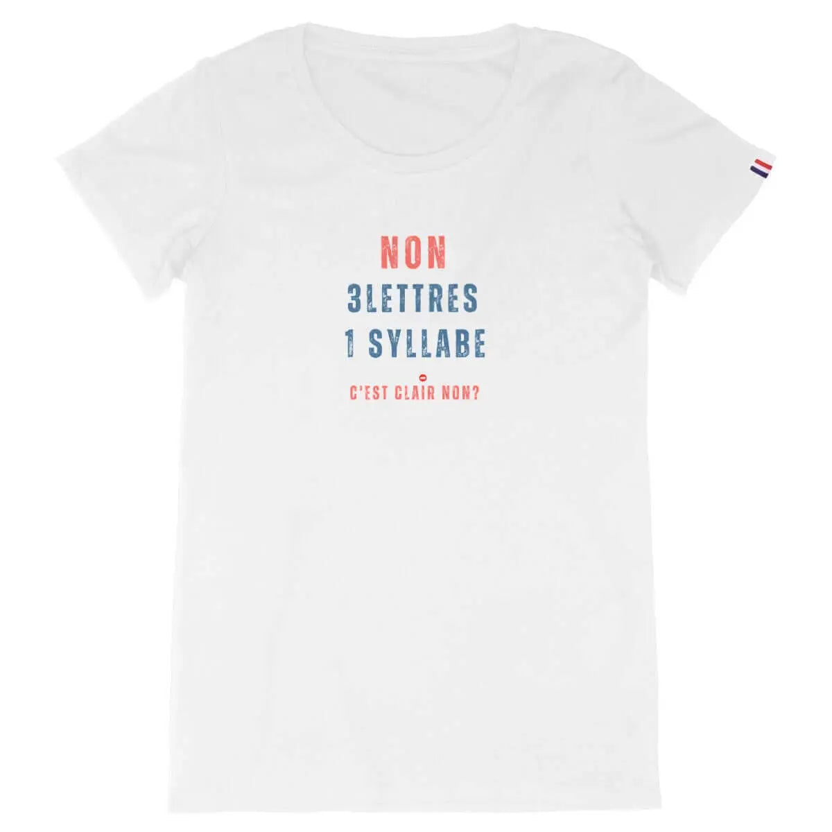 T-shirt féministe en coton bio avec le message 'Non, c'est non' pour sensibiliser au consentement et à la lutte contre les violences sexuelles