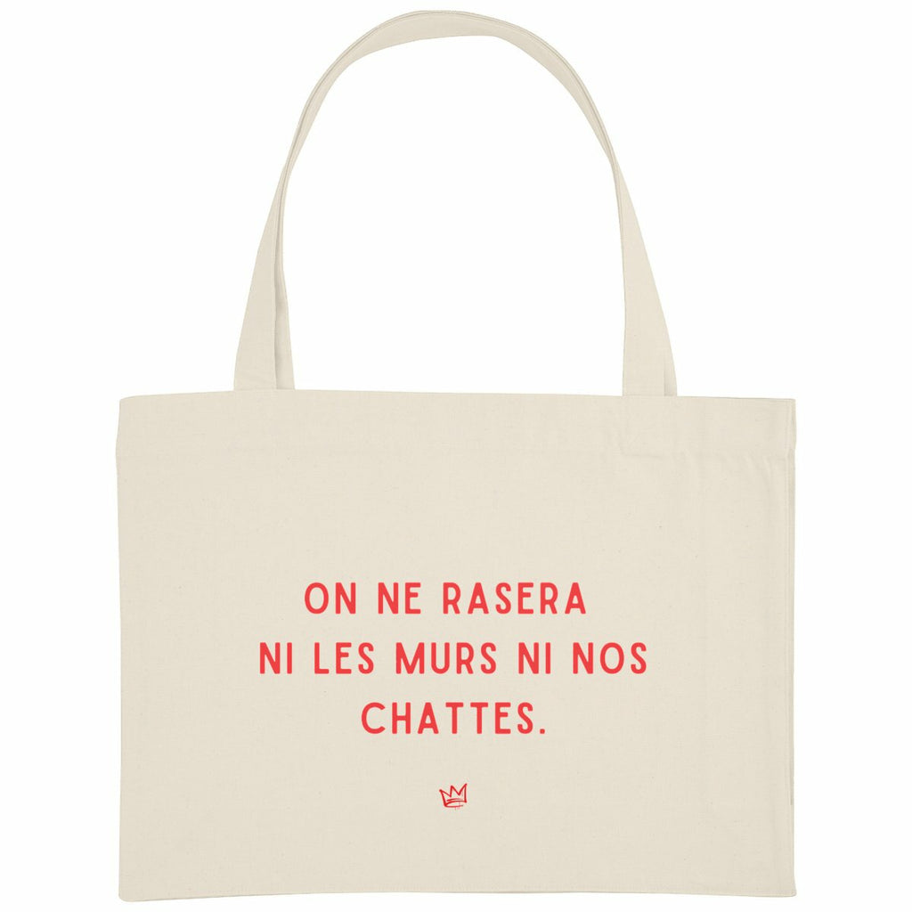 Grand totebag féministe et éthique "On ne rasera ni les murs ni nos chattes" 