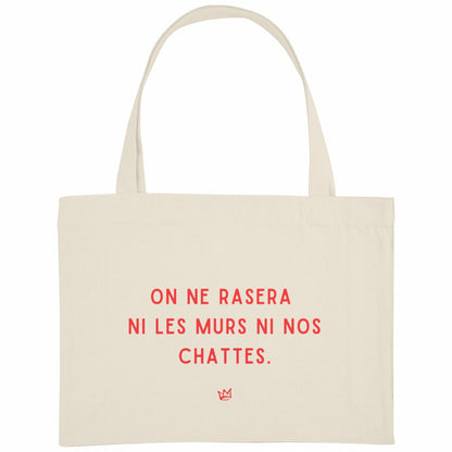 Grand totebag féministe et éthique "On ne rasera ni les murs ni nos chattes" 