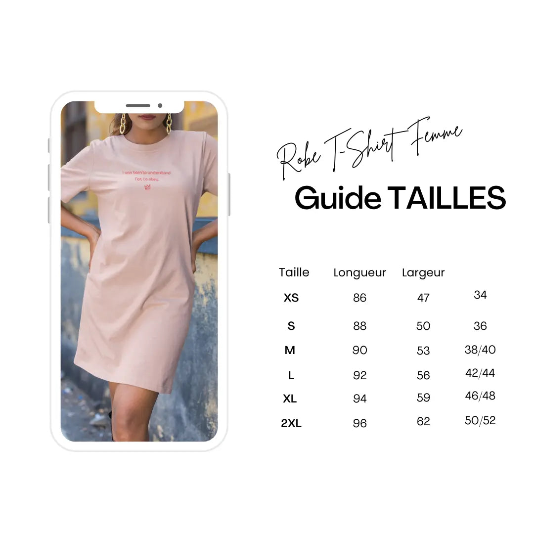 guide des tailles robe t-shirt femme