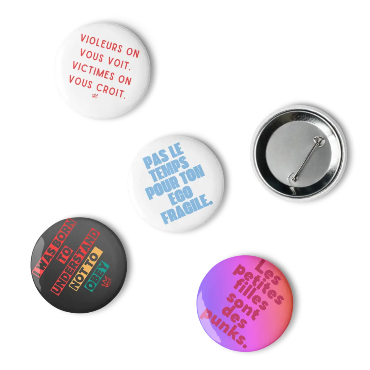set de pins féministes 