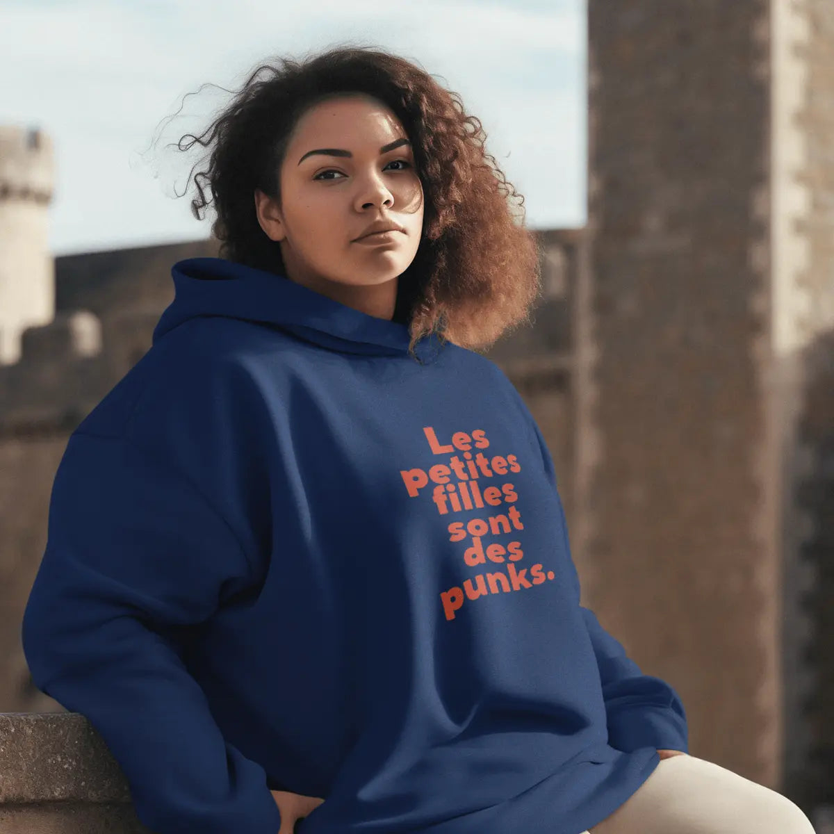 sweat shirt à capuche les petites filles sont des punks