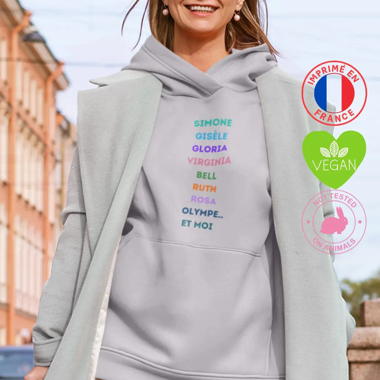sweat shirt féministe olympe de gouges simone veil gisèle halimi
