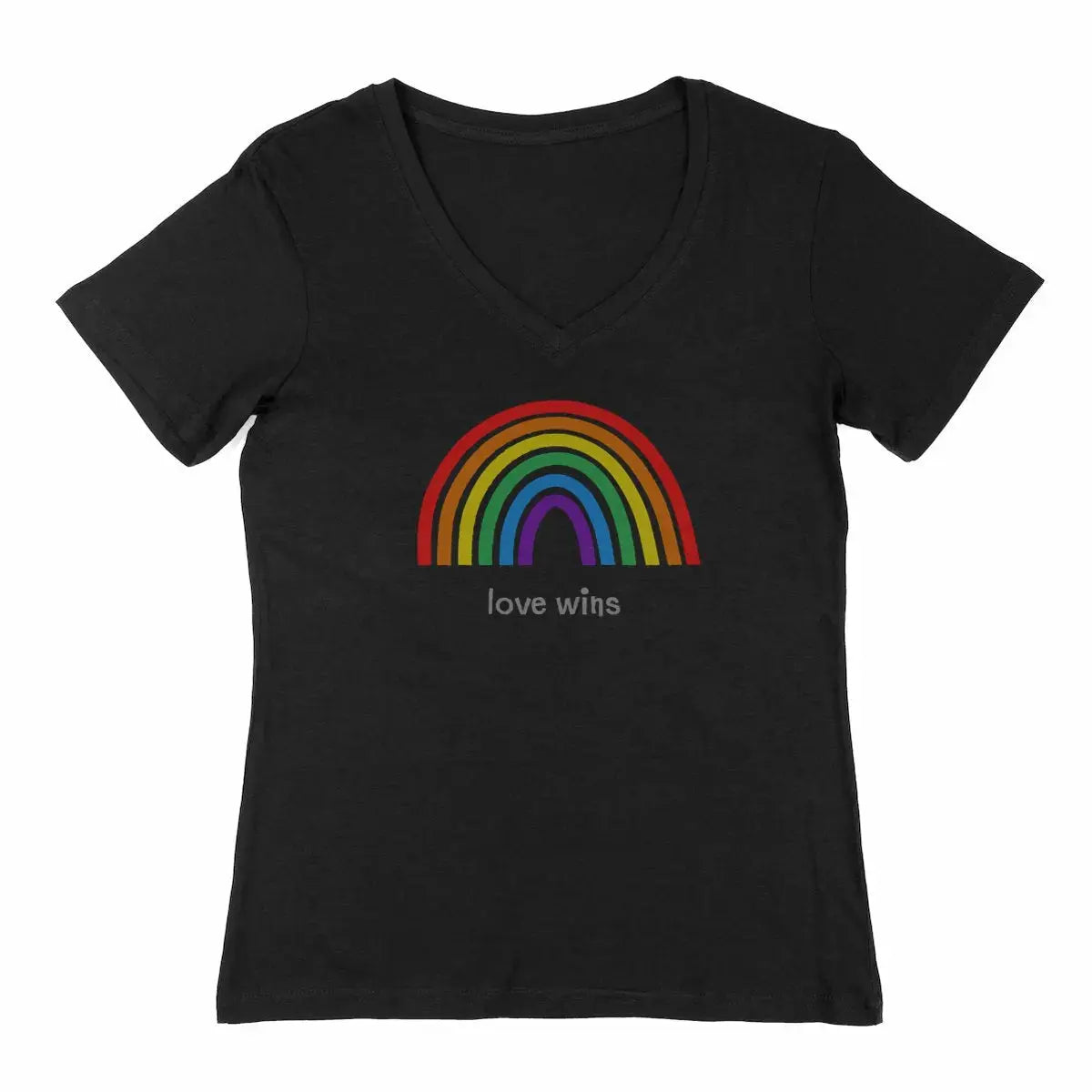 T-shirt lgbt love wins col v noir