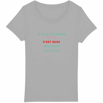tee shirt je suis une femme - face_gris