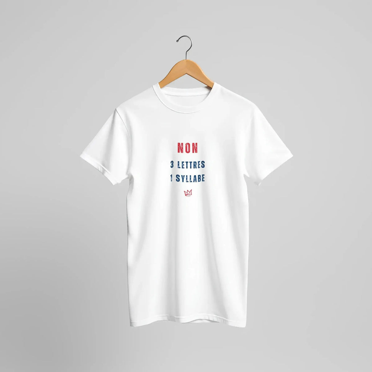 T-shirt unisexe blanc avec inscription « NON – 3 lettres, 1 syllabe » – t-shirt féministe sur le consentement