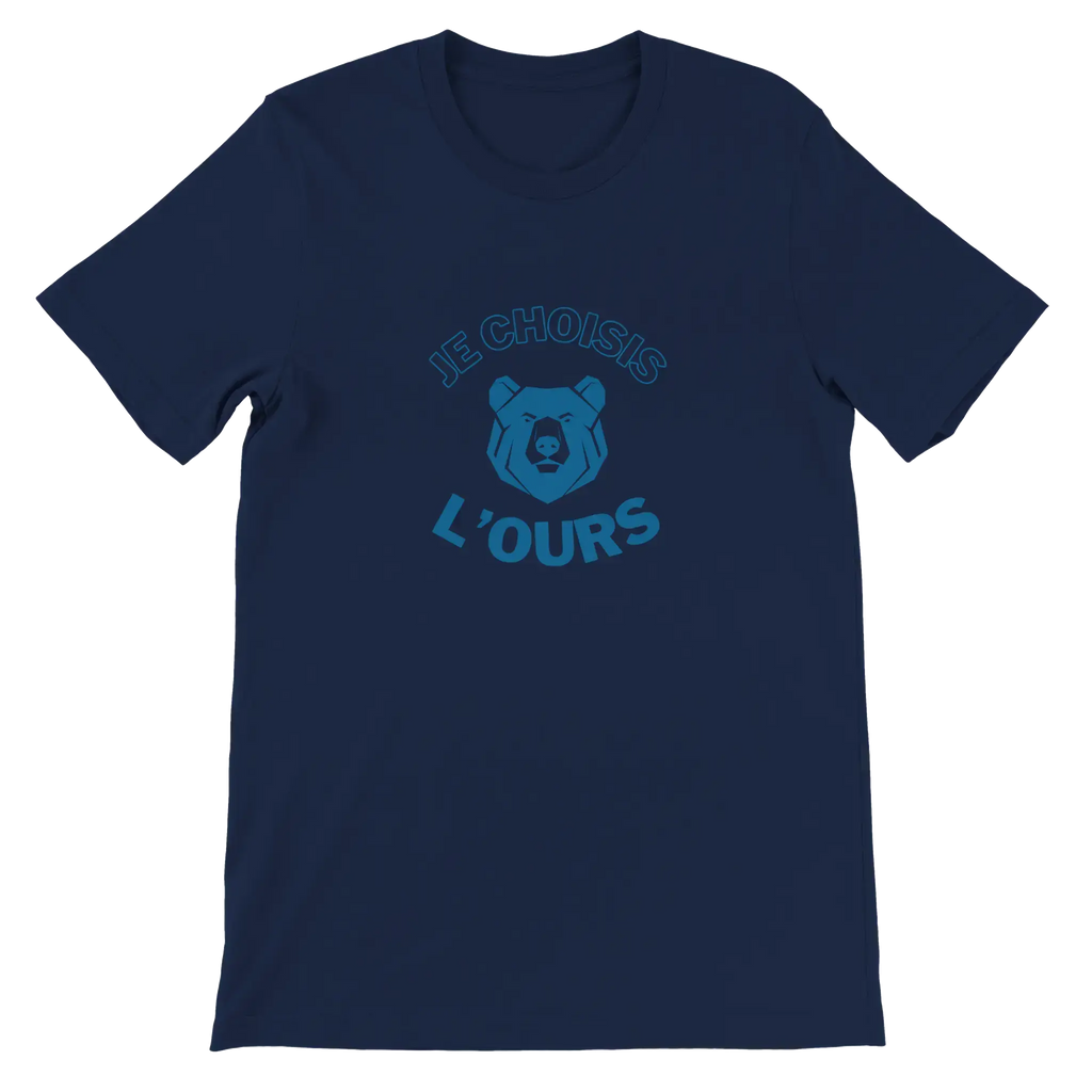 T-shirt unisexe bleu marine avec inscription « Je choisis l'ours » – vêtement féministe