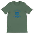 T-shirt unisexe vert kaki avec inscription « Je choisis l'ours » – vêtement féministe