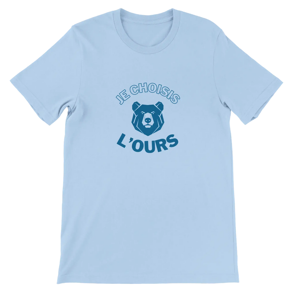 T-shirt unisexe bleu pastel avec inscription « Je choisis l'ours » – vêtement féministe