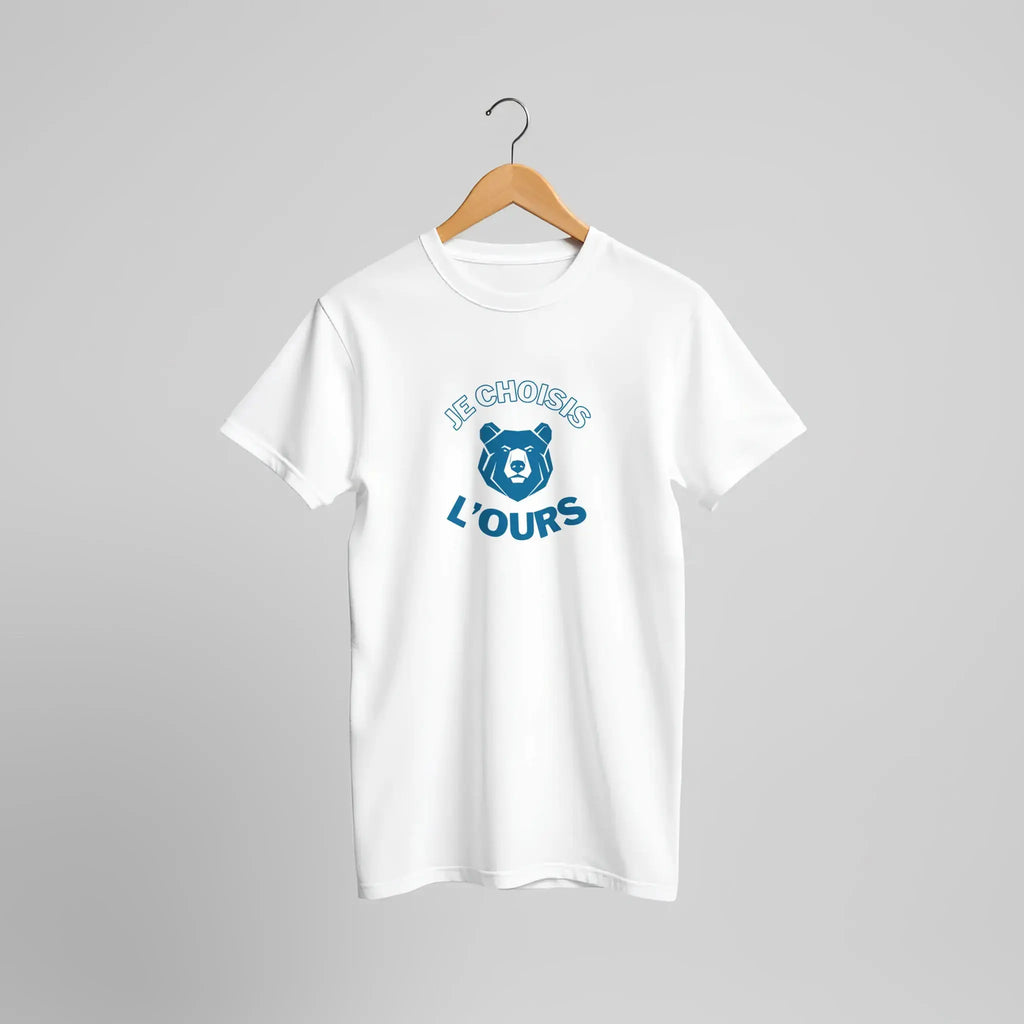 T-shirt unisexe blanc avec inscription « Je choisis l'ours » – vêtement féministe