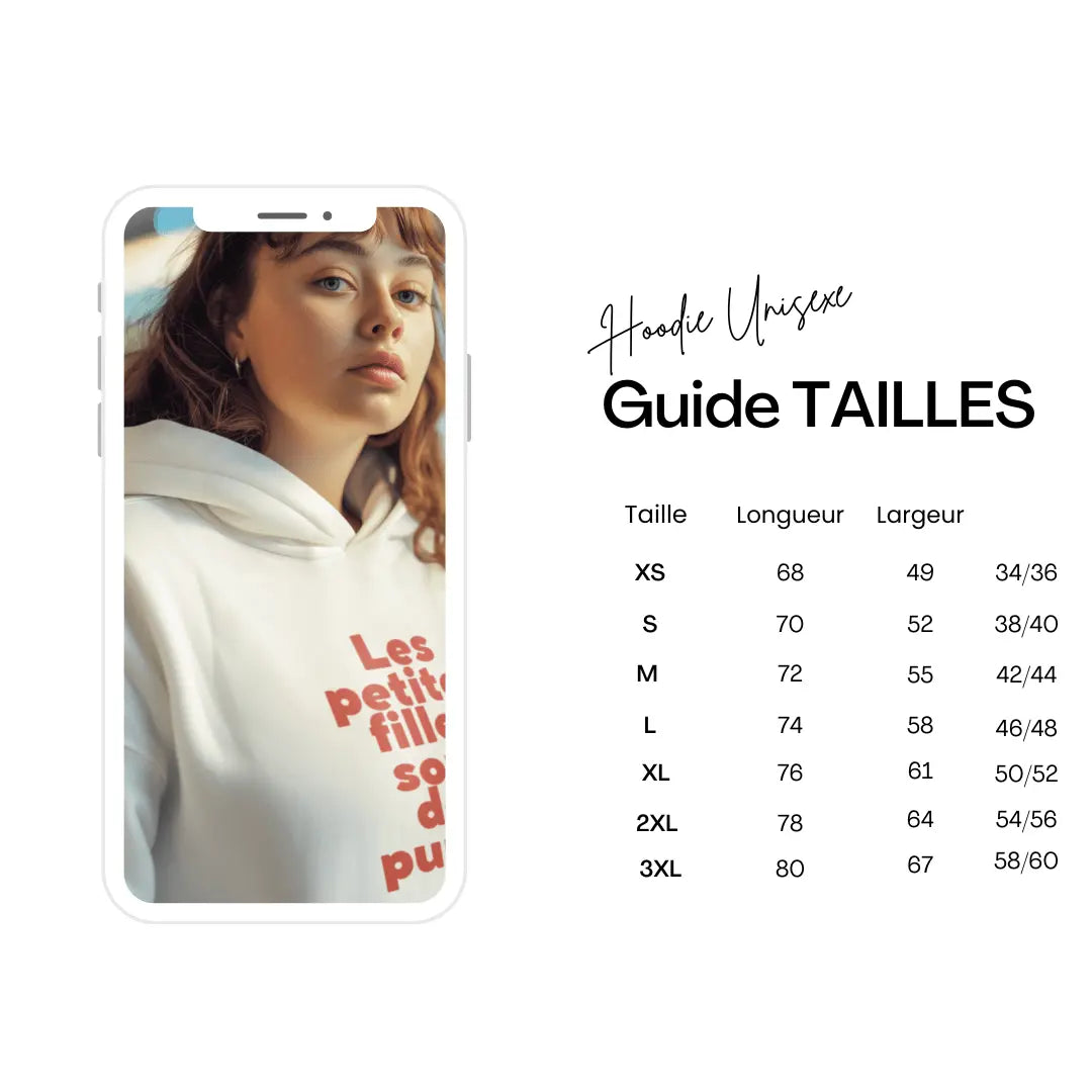 sweat shirt féministe guide des tailles