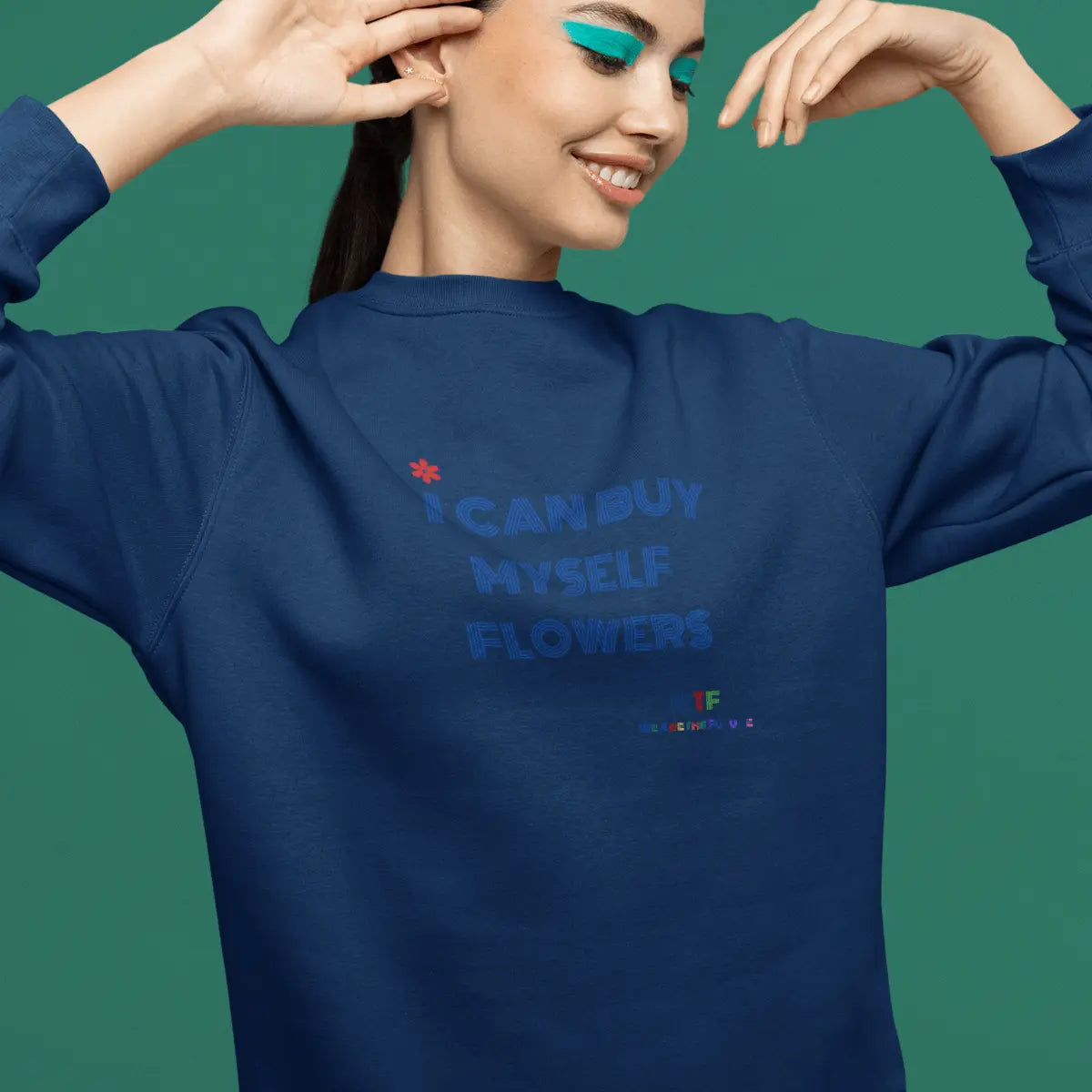sweat shirt féministe Miley Cyrus flowers bleu marque féministe