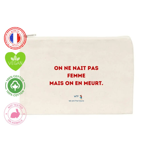 Pochette maquillage slogan féministe violences faites aux femmes