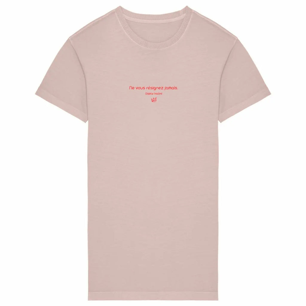 robe t-shirt de plage citation gisèle Halimi rose