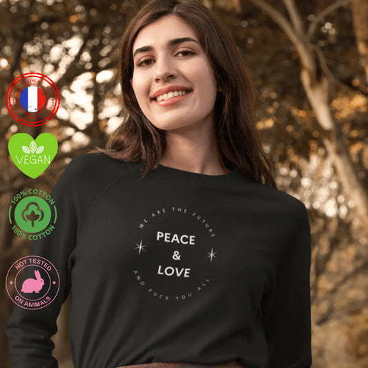 sweat shirt féministe peace and love 