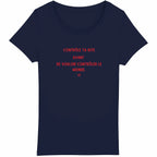 T-shirt gris slogan féministe - "Contrôle ta bite avant de vouloir contrôler le monde"