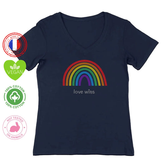 T-shirt lgbt love wins col v bleu