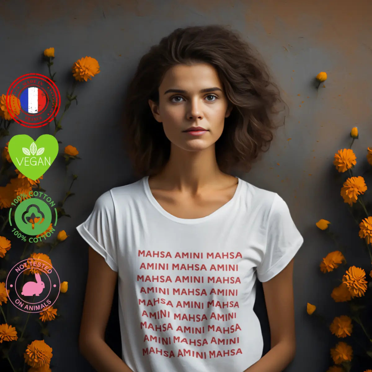 t shirt femme vie iberté mahsa amini
