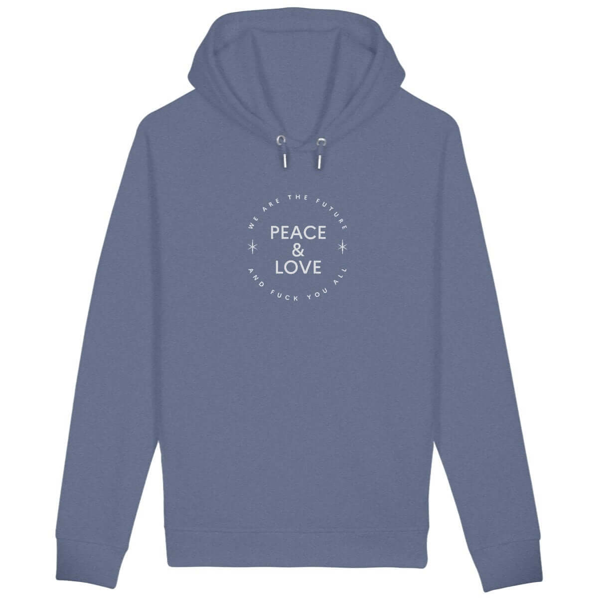 Peace & Love sweat shirt feministe à capuche bleu gris
