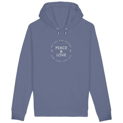 Peace & Love sweat shirt feministe à capuche bleu gris
