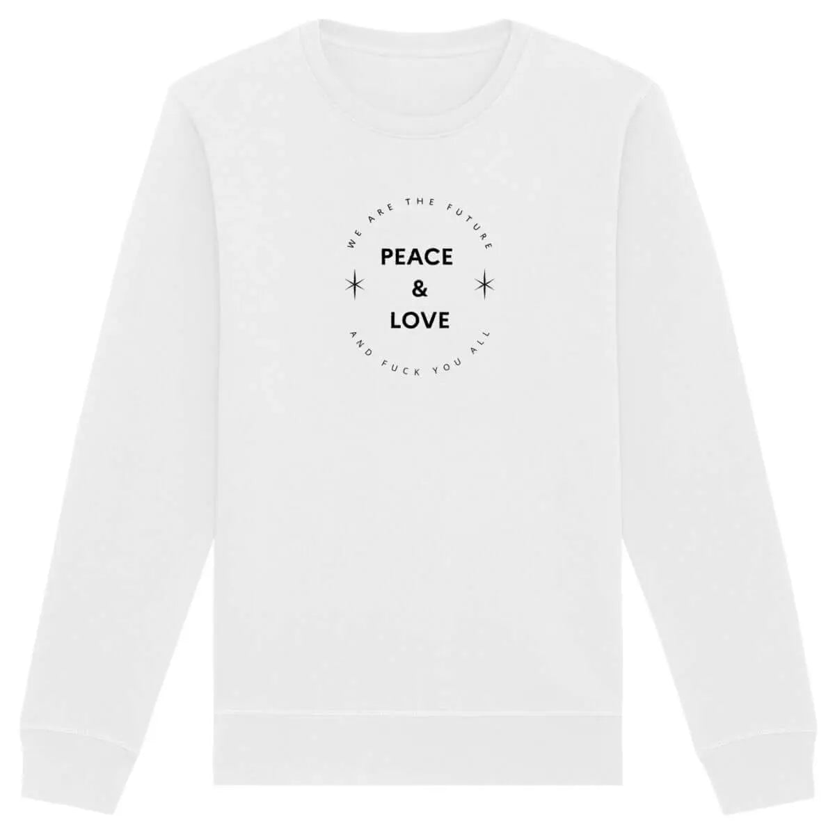 sweat shirt féministe peace and love blanc