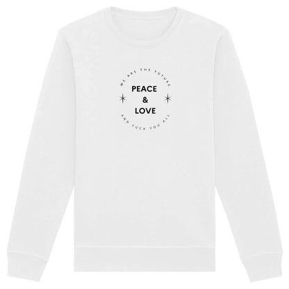 sweat shirt féministe peace and love blanc