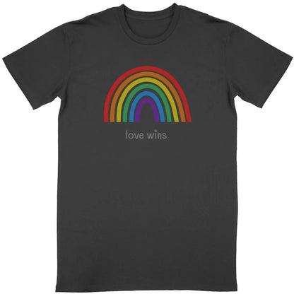 T-shirt rainbow pride love wins unisexe noir