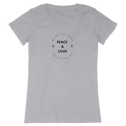 T shirt Peace & love and fuck you all gris